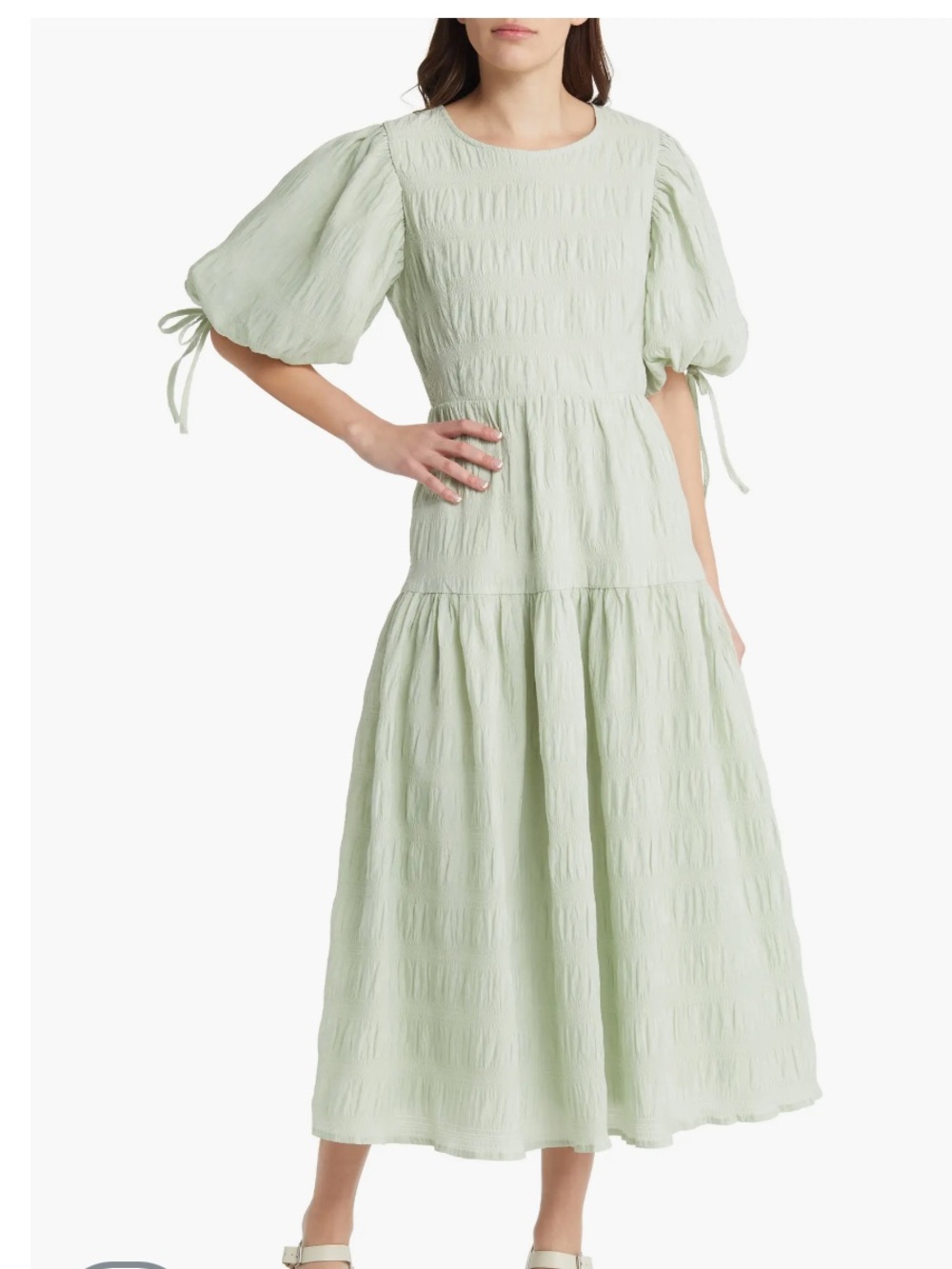 Moon River Woven Textured A-Line Dress mint green size large